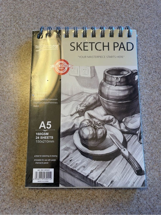 Other - Sketch Pad A5 Spiral-Bound Drawing Pad - Black & White
